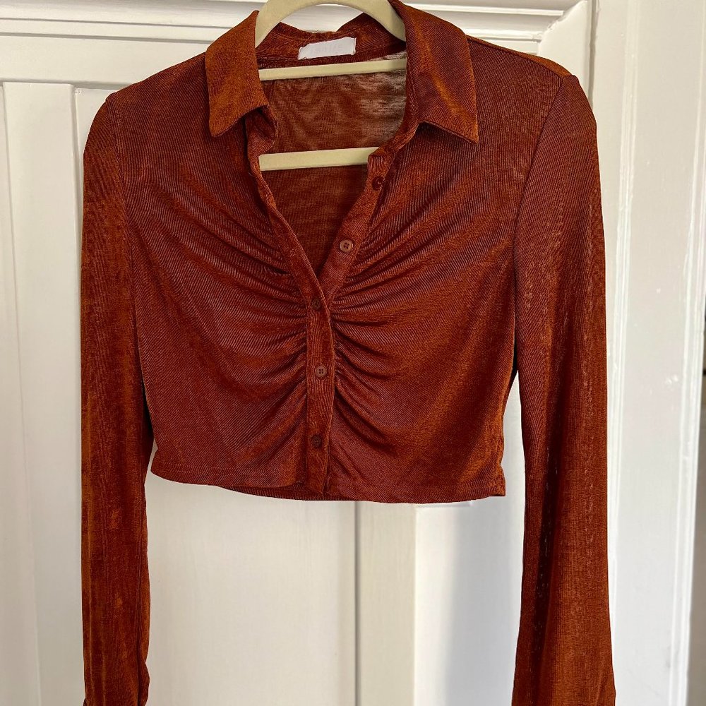 Isalis Top - Cropped, Burnt Umber Color - Size Small